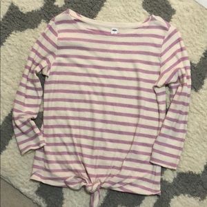 Old Navy pink stripe tie knot shirt